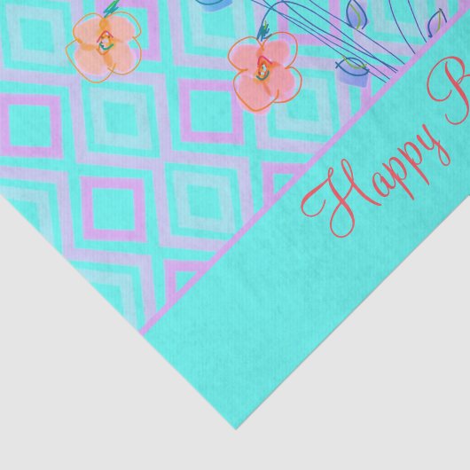 Aquamarines Korallenrotes Gewebepapier mit rosa Seidenpapier (Ausschnitt)