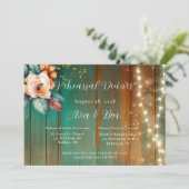 Aquamarines Kupfer Peony Light Add Foto Probe Dinn Einladung (Stehend Vorderseite)