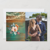 Aquamarines Kupfer Peony Light Add Foto Probe Dinn Einladung (Rückseite)