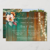 Aquamarines Kupfer Peony Light Add Foto Probe Dinn Einladung (Vorne/Hinten)