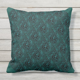 Aquamarines Labyrinth auf schwarzem riesigem Kissen