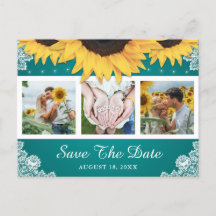 Aquamarines Lace Sunflower Wedding Foto Save the D
