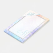 Aquamarines Lavendel-Gelb-Melone-Monogramm Post-it Klebezettel (angewinkelt)
