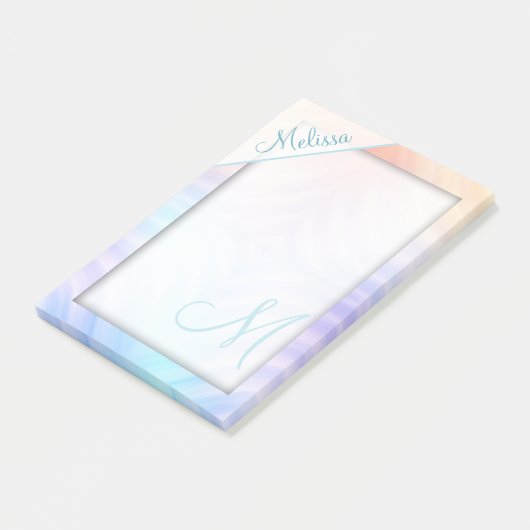 Aquamarines Lavendel-Gelb-Melone-Monogramm Post-it Klebezettel (angewinkelt)