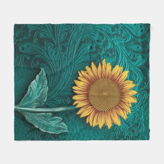 Aquamarines Leder Fleecedecke (Vorderseite (Horizontal))