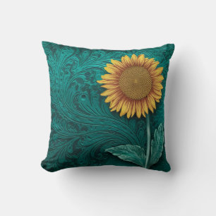 Aquamarines Leder Kissen