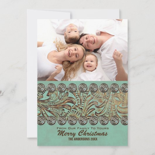 Aquamarines Leder Land Western Weihnachten Foto (Vorderseite)