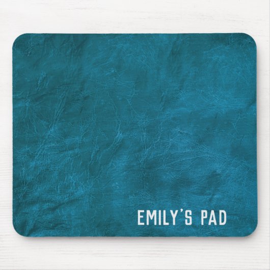 Aquamarines Leder mit Silbername Mousepad (Vorne)