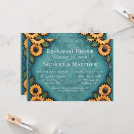 Aquamarines Ledergeschoss und Sonnenblumen Probe A Einladung