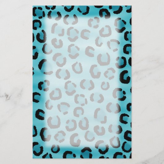 Aquamarines Leopard-Druck-Muster Briefpapier (Vorderseite)
