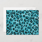 Aquamarines Leopard Druckmuster. Postkarte (Vorne/Hinten)