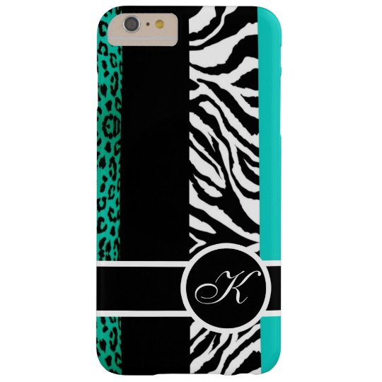 Aquamarines Leopard-und Zebra-Tierdruck-Monogramm Barely There iPhone 6 Plus Hülle