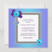 Aquamarines Lila Daisy Foto Quinceanera Einladung (Rückseite)