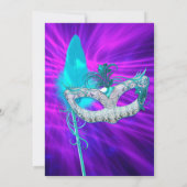 Aquamarines Lila Feather Masked Masquerade Party Einladung (Rückseite)