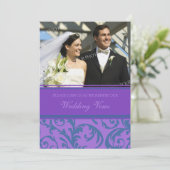 Aquamarines Lila Foto Hochzeitsreise - Erneuerbare Einladung (Stehend Vorderseite)