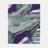 Aquamarines Lila Marmorglas Agate Gold Glitzer Gla Fleecedecke (Vorderseite)