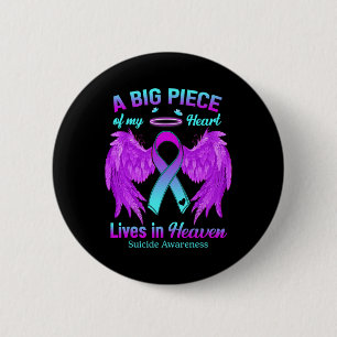 Aquamarines Lila Ribbon Engel Wing Suizidbewusstse Button