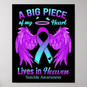 Aquamarines Lila Ribbon Engel Wing Suizidbewusstse Poster