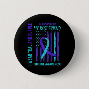 Aquamarines Lila Selbstmordbewusstsein Flag Beste  Button