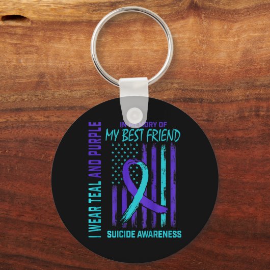 Aquamarines Lila Selbstmordbewusstsein Flag Beste  Schlüsselanhänger (Vorderseite)