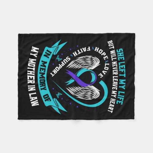 Aquamarines Lila Selbstmordbewusstsein Shirt Mutte Fleecedecke (Vorderseite (Horizontal))