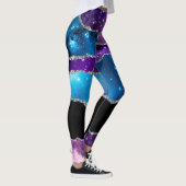 Aquamarines Lila Silver Marble Agate und Glitzer Leggings (Rechts)