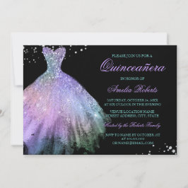 Aquamarines Lila Sparkle Dress Quinceanera Einladu Einladung