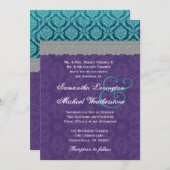 Aquamarines, lila und graues einladung (Vorne/Hinten)