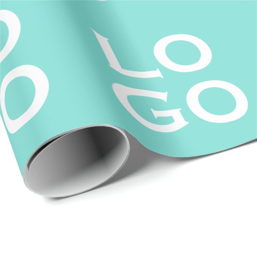 Aquamarines Logo-Geschäft oder Unternehmen Geschenkpapier (Rolleneckpunkt)