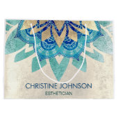 aquamarines Lotus-Logo Große Geschenktüte (Rückseite)