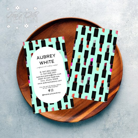 Aquamarines Lux Lipstick-Muster Makeup Artist Visitenkarte