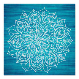 Aquamarines Mandala Blume Design Poster