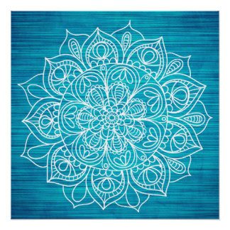 Aquamarines Mandala Blume Design Poster