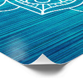 Aquamarines Mandala Blume Design Poster (Ecke)