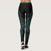Aquamarines Mandala-Muster für Schwarze Frauen-Wor Leggings (Rückseite)