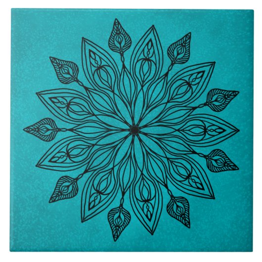 Aquamarines Mandala Tile Naturdesign Fliese (Vorderseite)