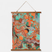 Aquamarines Marble Fluid Art Hangband Wandteppich Mit Holzrahmen (Vorderseite)