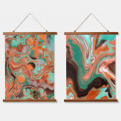 Aquamarines Marble Fluid Art Hangband Wandteppich Mit Holzrahmen (Doppelt)