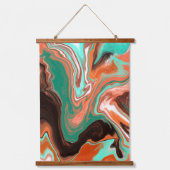 Aquamarines Marble Fluid Art Hangband Wandteppich Mit Holzrahmen (Vorderseite 2)