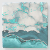 aquamarines Marmorsteindesign Steinuntersetzer (Vorderseite)