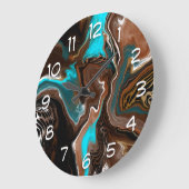 Aquamarines Marmorwasser Braun und Blau Kunst Große Wanduhr (Winkel)