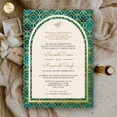 Aquamarines marokkanisches Muster Sikh Arch Weddin Folieneinladung