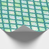 Aquamarines marokkanisches Quatrefolie Geschenkpapier (Ecke)