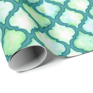 Aquamarines marokkanisches Quatrefolie Geschenkpapier