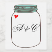 Aquamarines Mason Jars Custom Wine Label Weinetikett (Einzelnes Label)