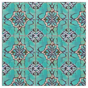 Aquamarines Medallion Toskanischer Stil Wiederholu Stoff