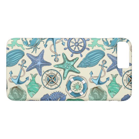 Aquamarines Meerestier-Muster Case-Mate iPhone Hülle (Rückseite (Horizontal))