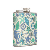 Aquamarines Meerestier-Muster Flachmann (Rechts)