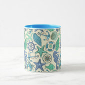 Aquamarines Meerestier-Muster Tasse (Zentrum)