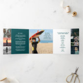 Aquamarines Meergrün, moderne Küstenlinie Dreifach-gefaltete Programmkarte (Innenseite)